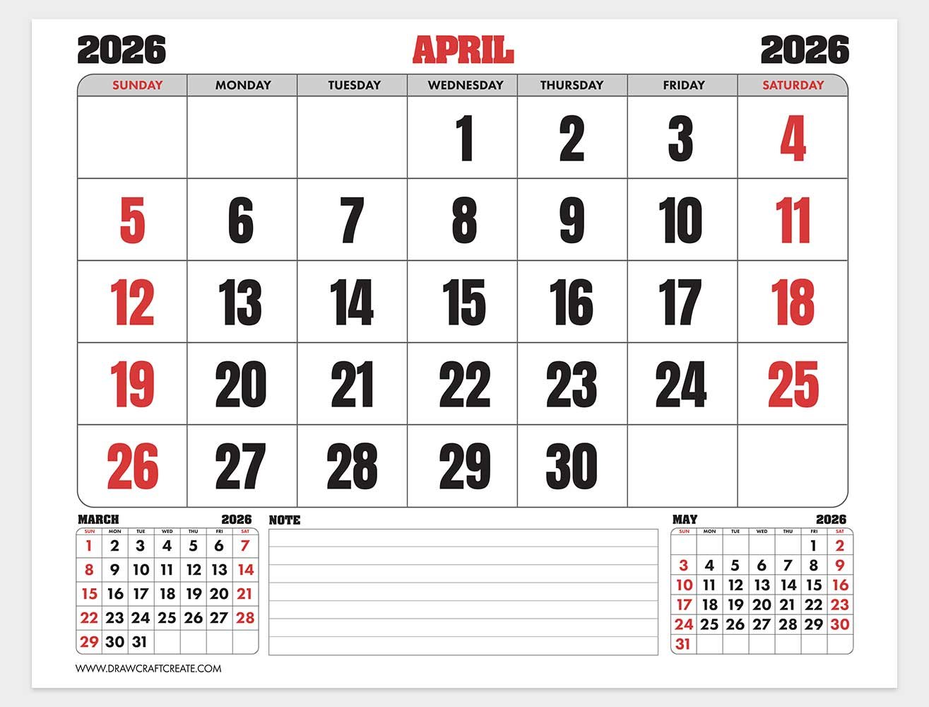 april 2026 vintage calendar