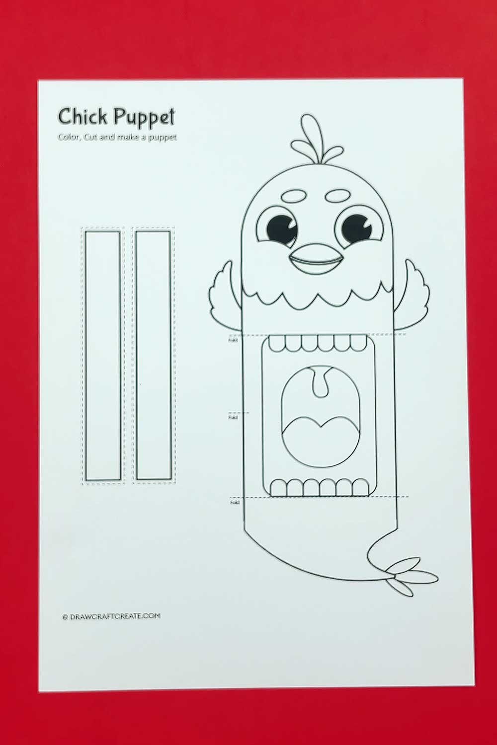 free printable chick puppet