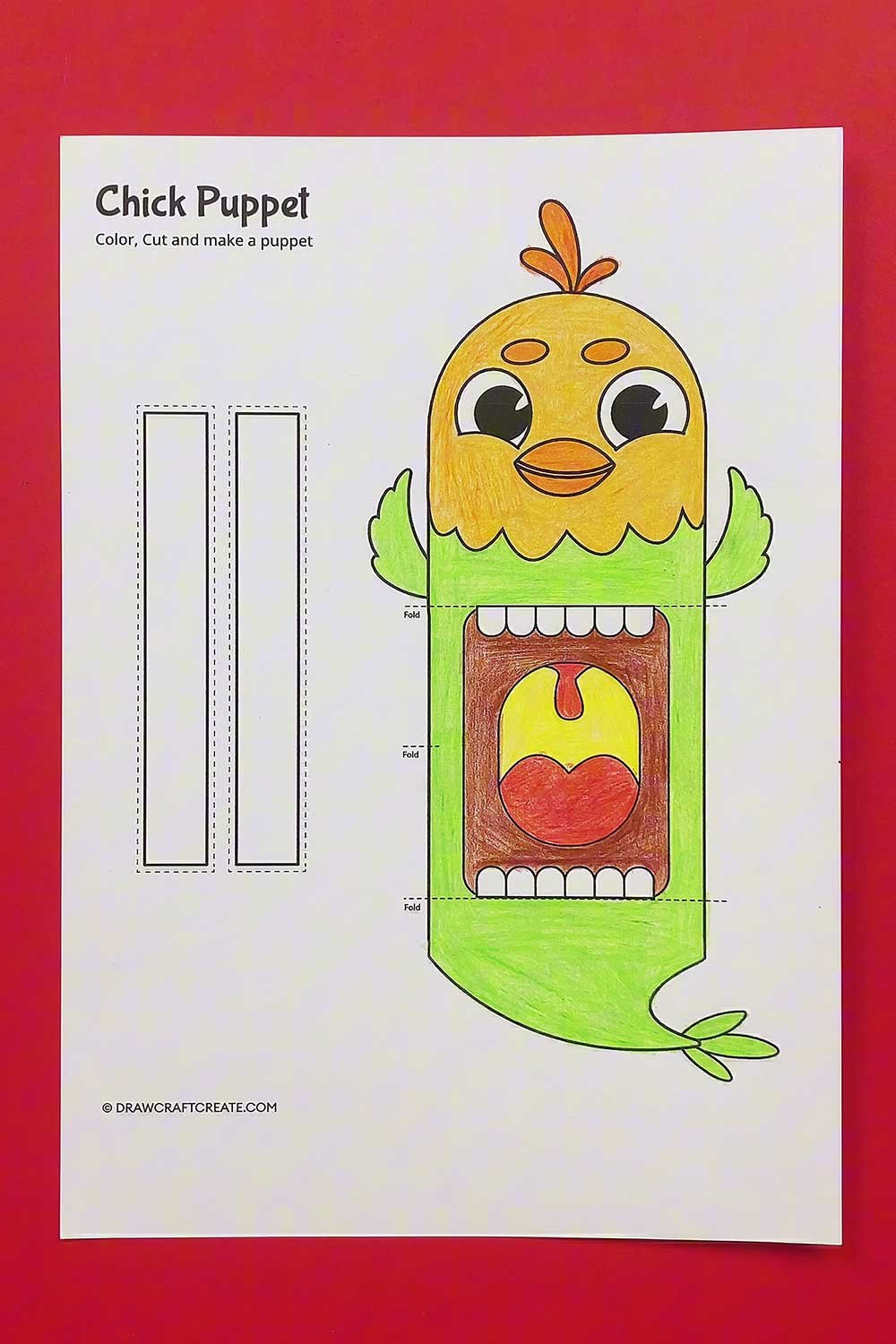 free printable chick puppet