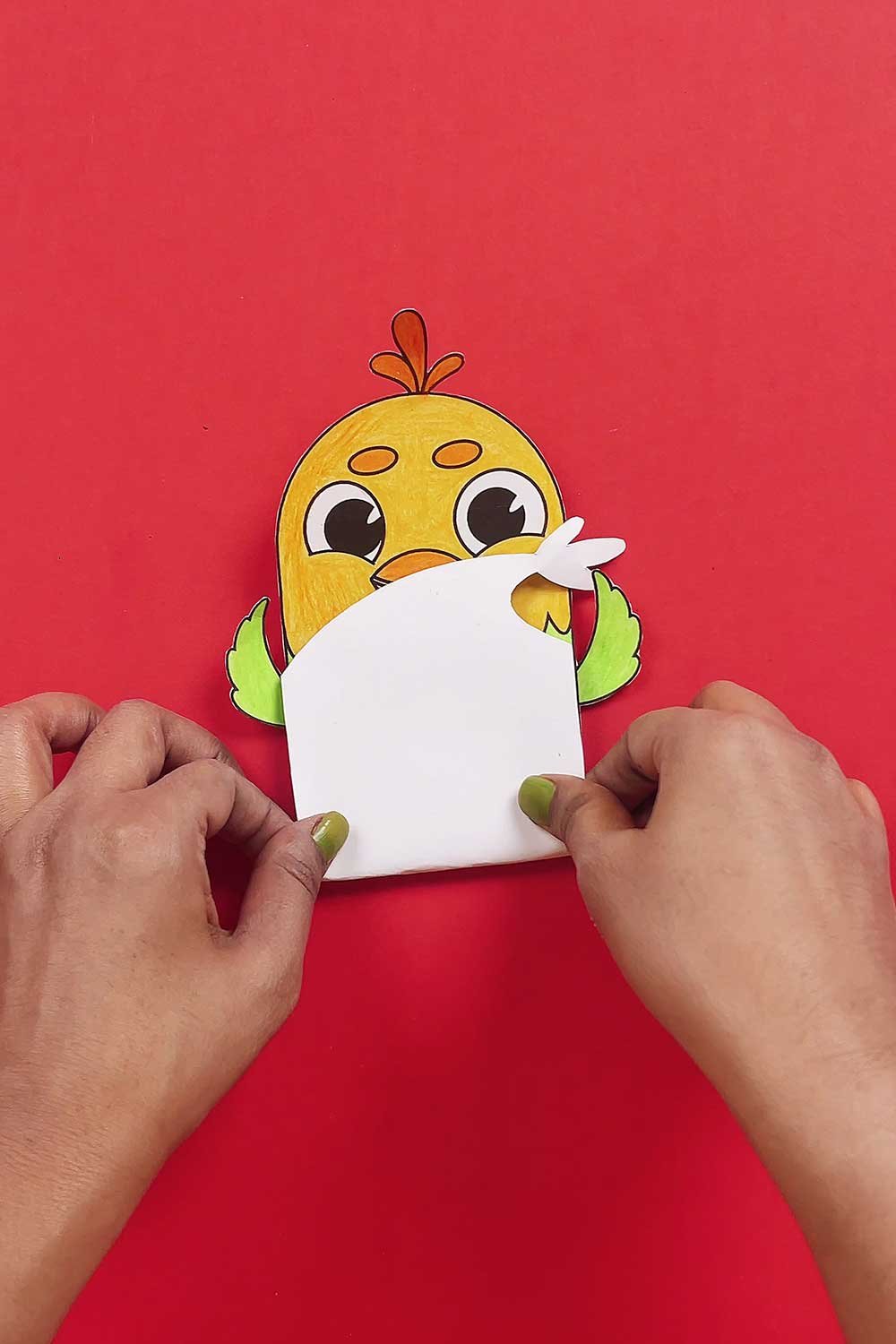 free printable chick puppet