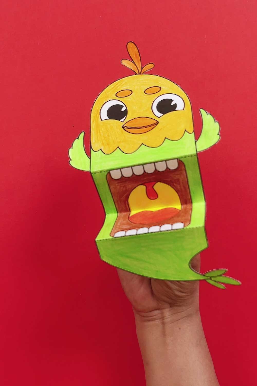 free printable chick puppet