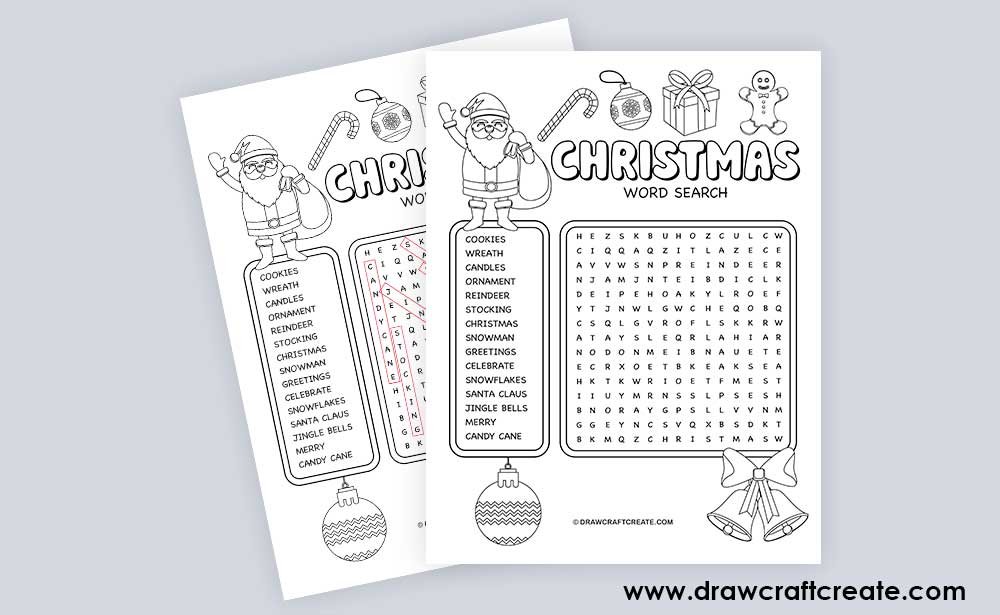 free printable christmas word search answer