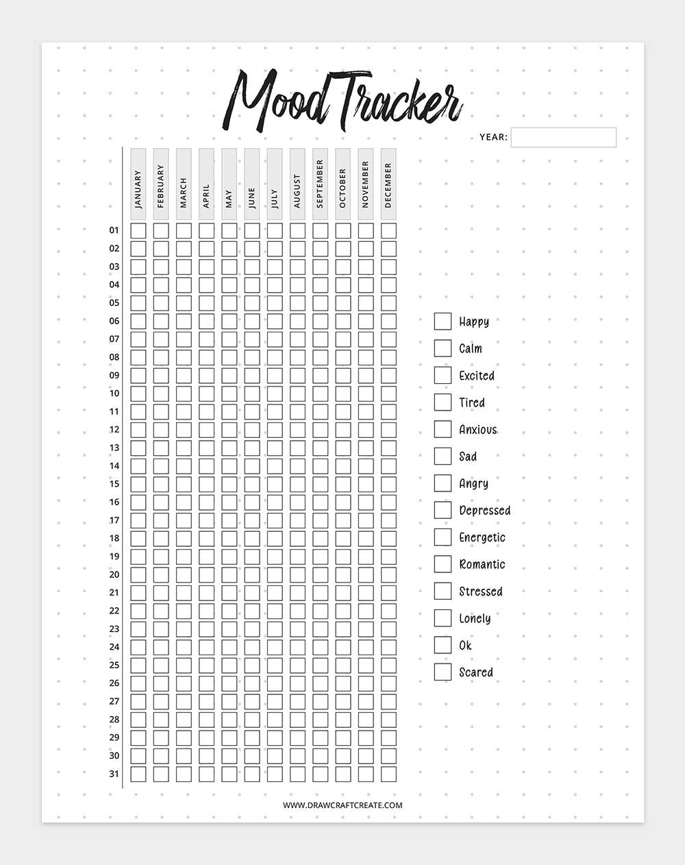 free printable mood tracker