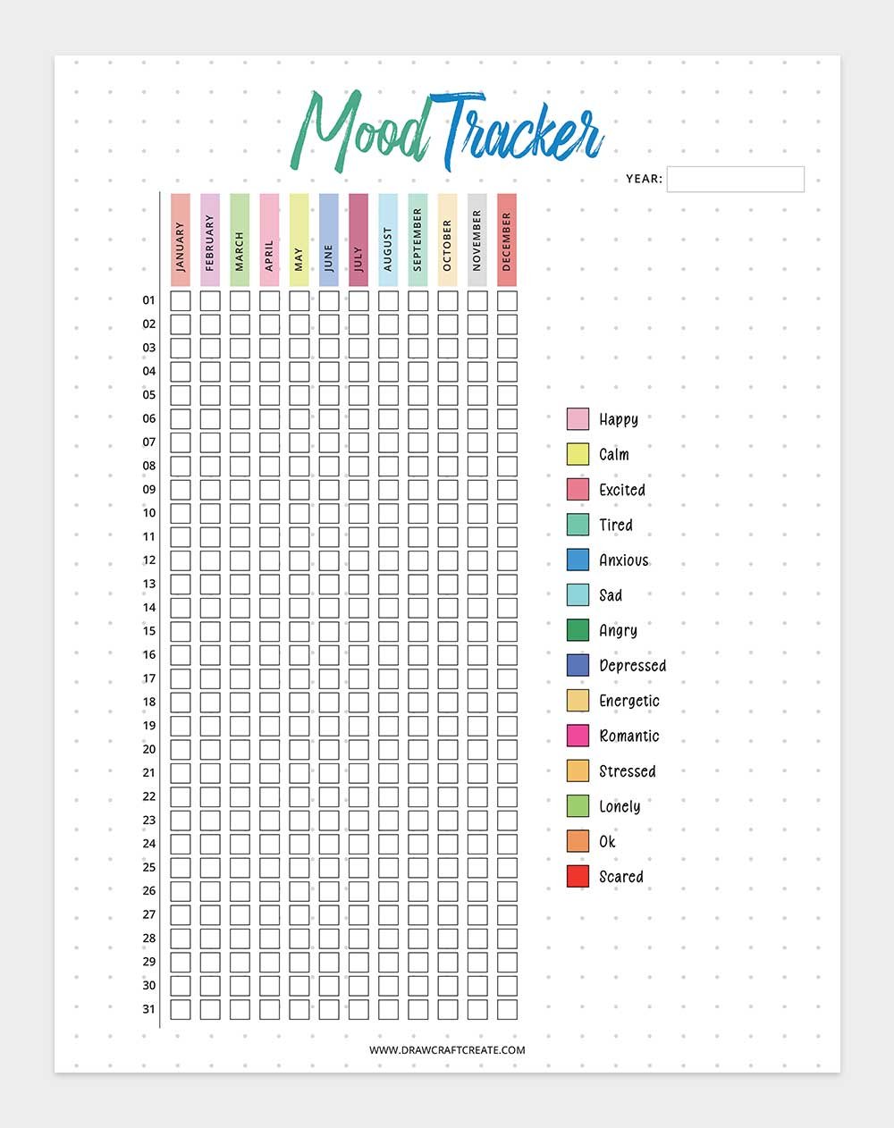 free printable mood tracker