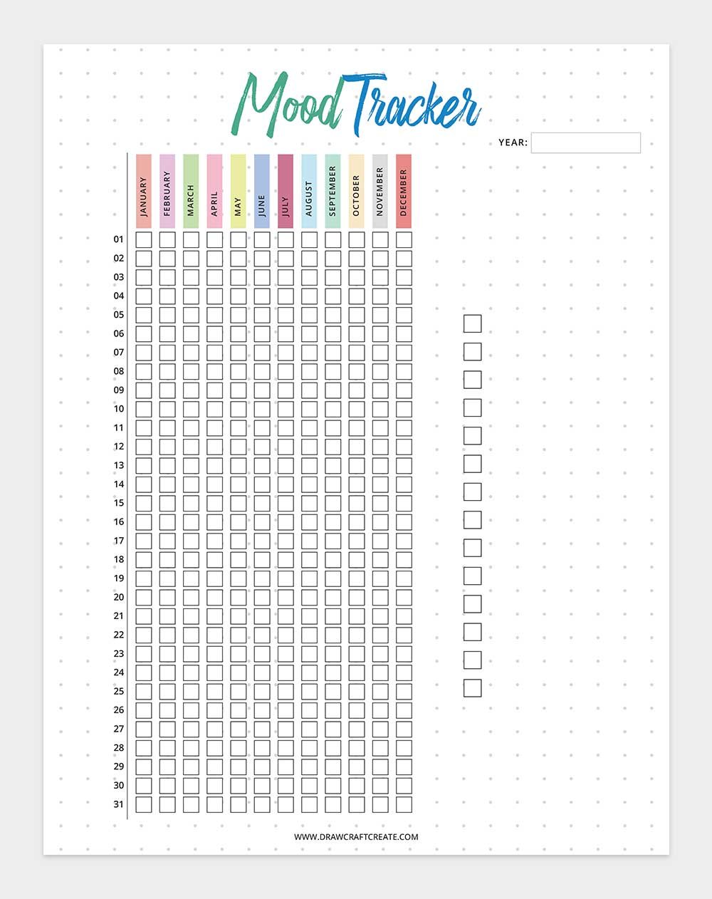 free printable mood tracker