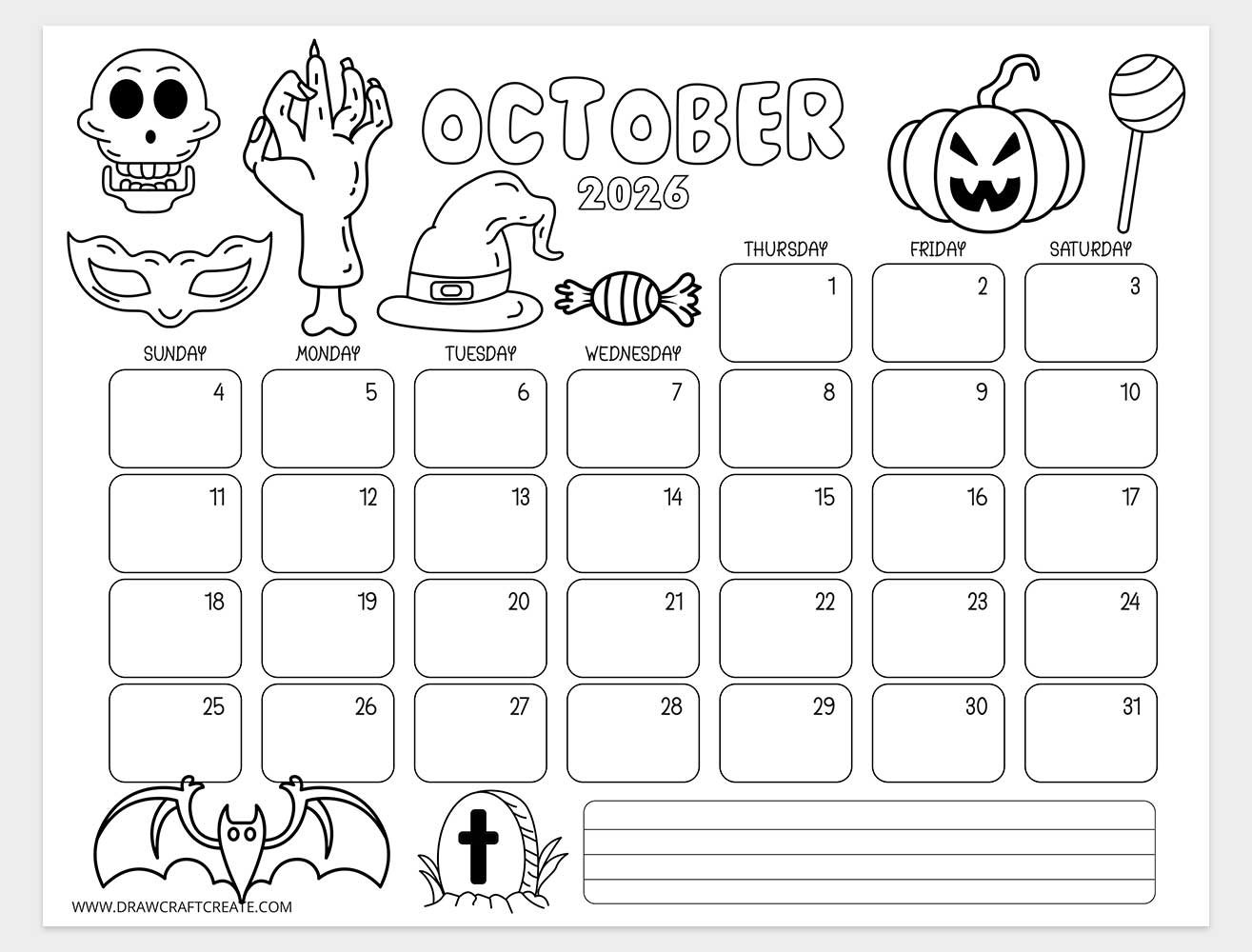 january 2026 kids coloring calendar