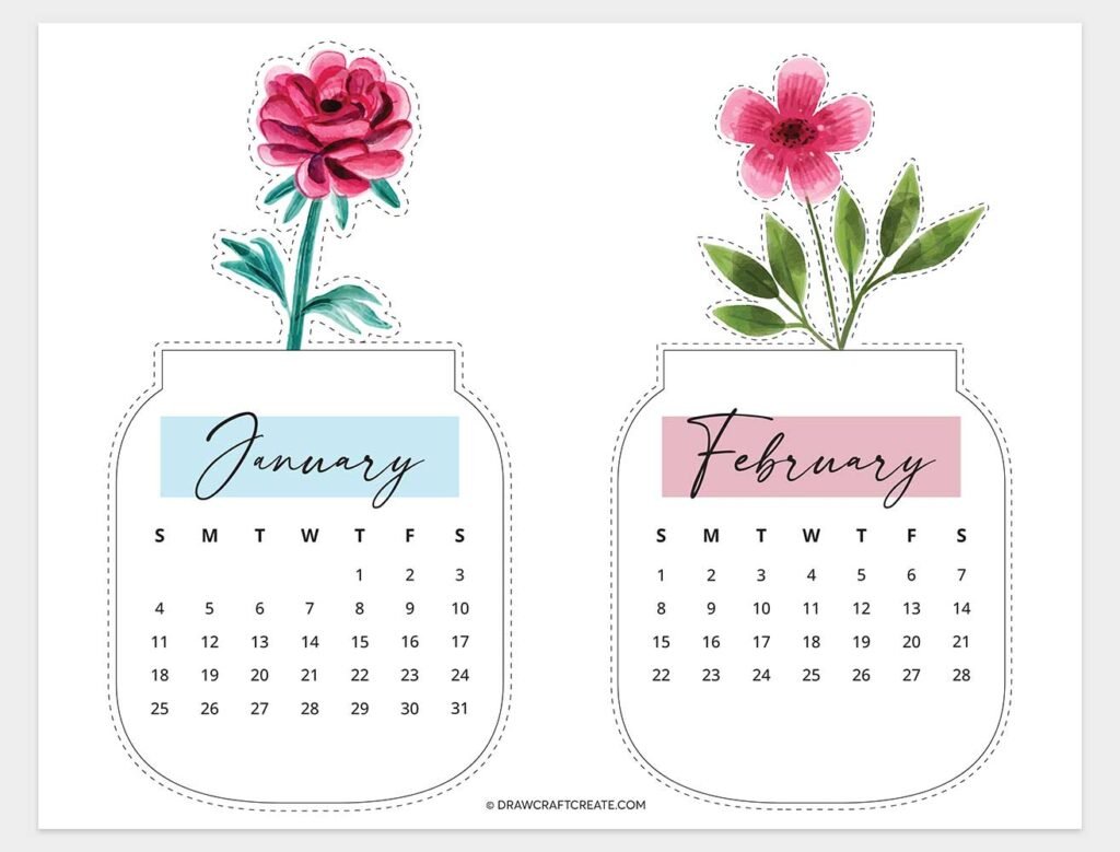 printable 2026 desk calendar craft