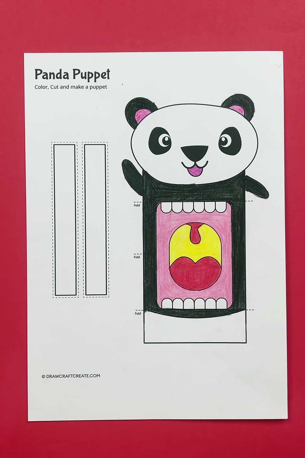 printable Panda Puppet template