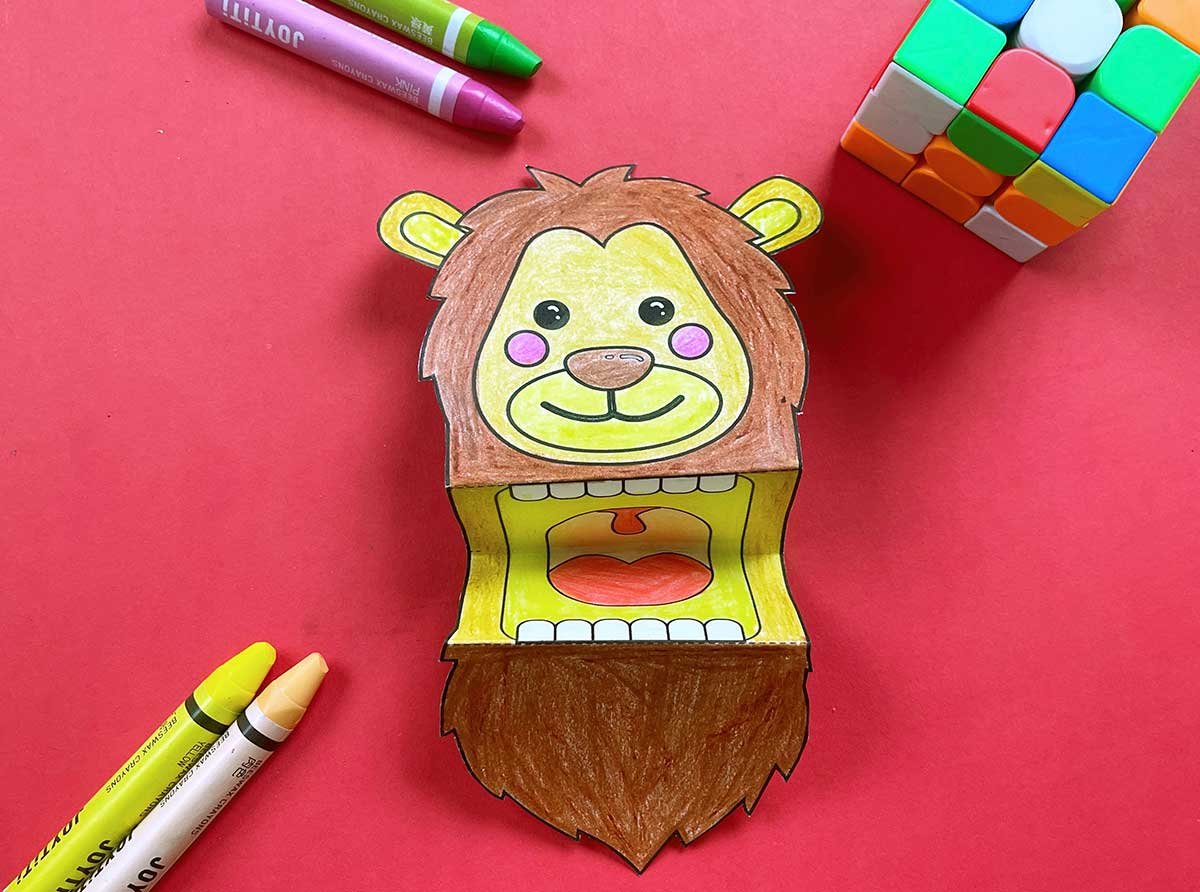printable lion puppet
