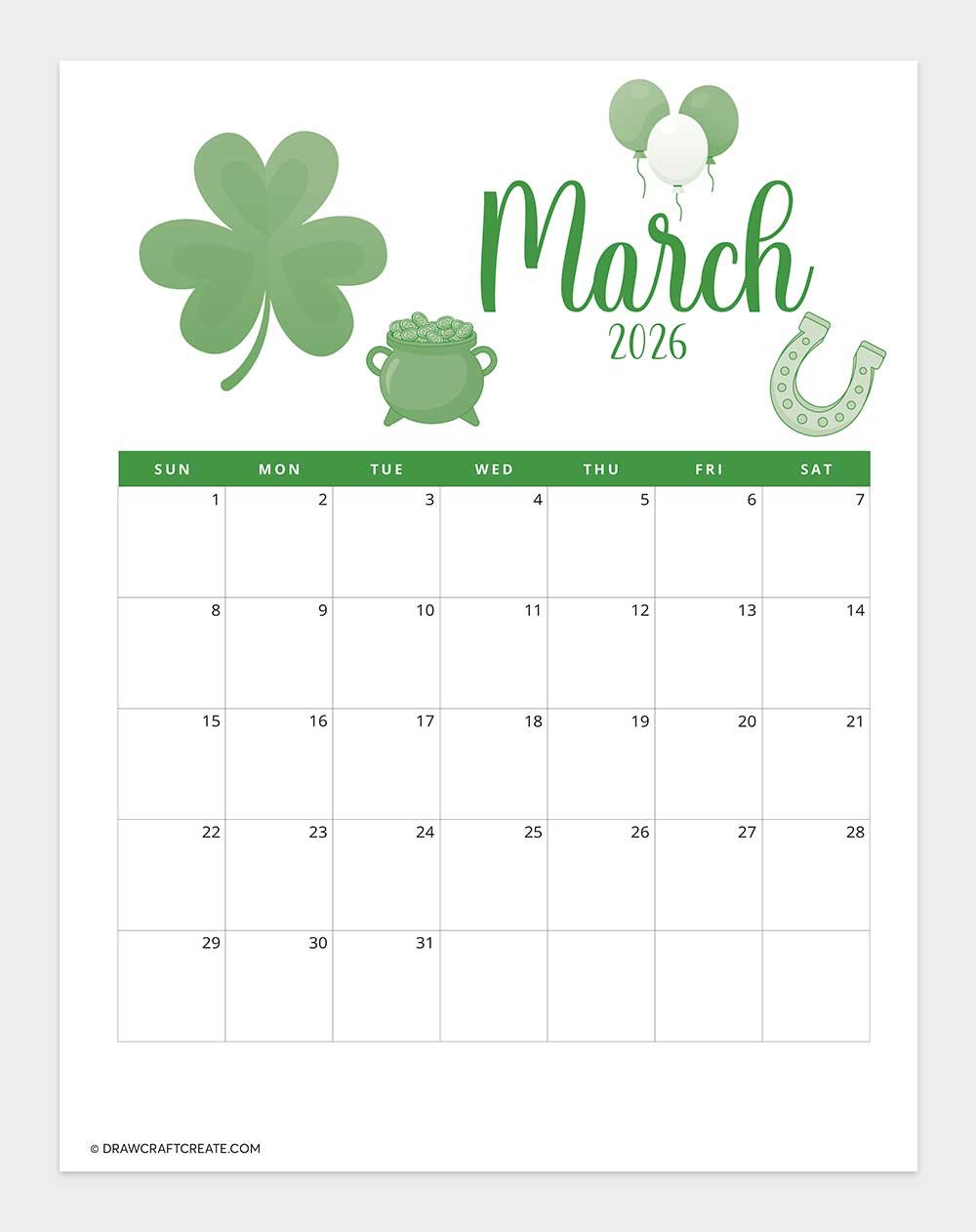 printable march 2026 calendar vertical