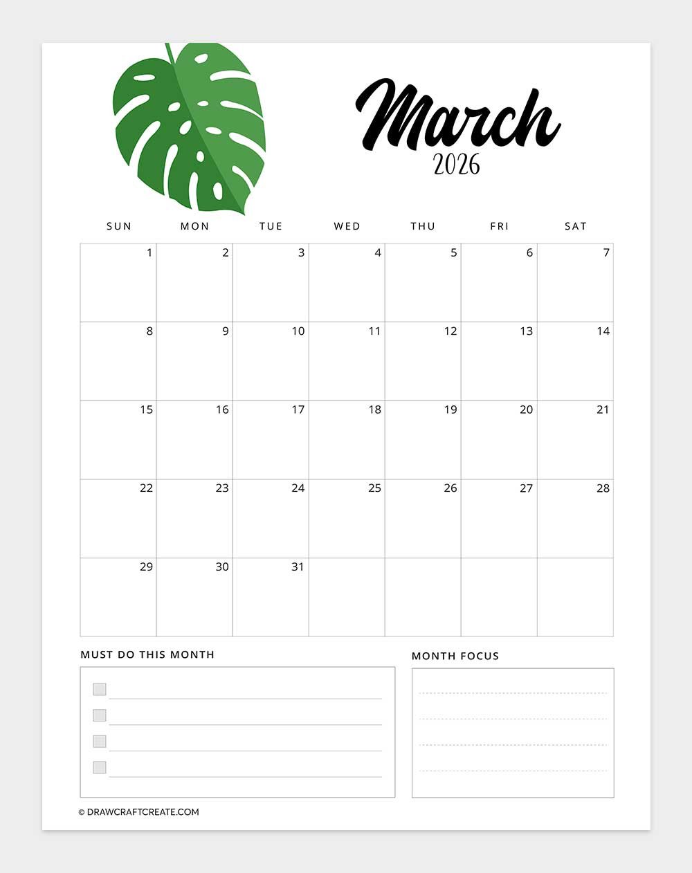 printable march 2026 calendar vertical