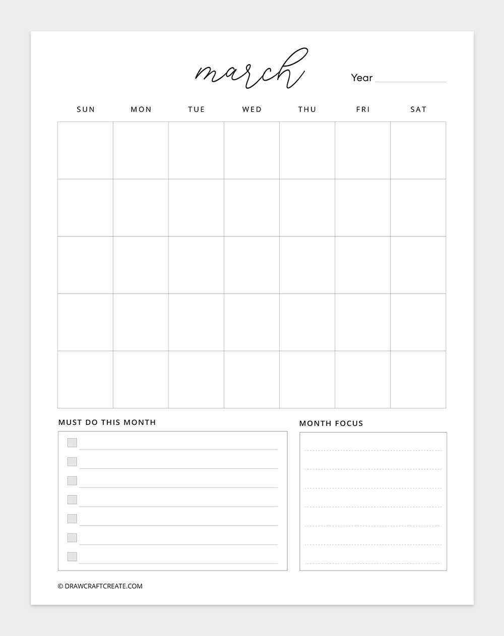 printable march 2026 calendar vertical