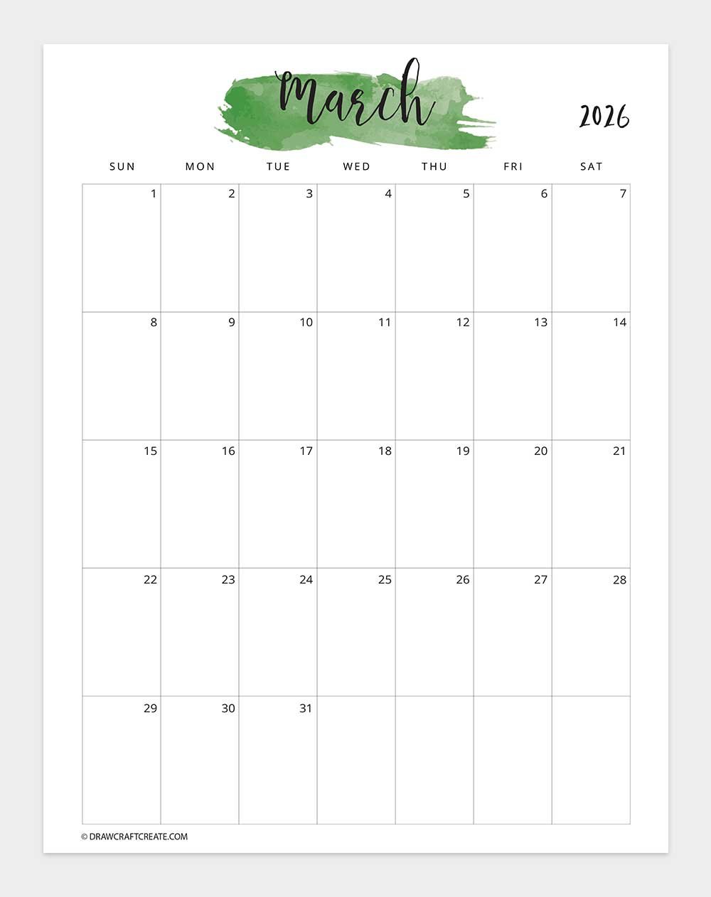 printable march 2026 calendar vertical