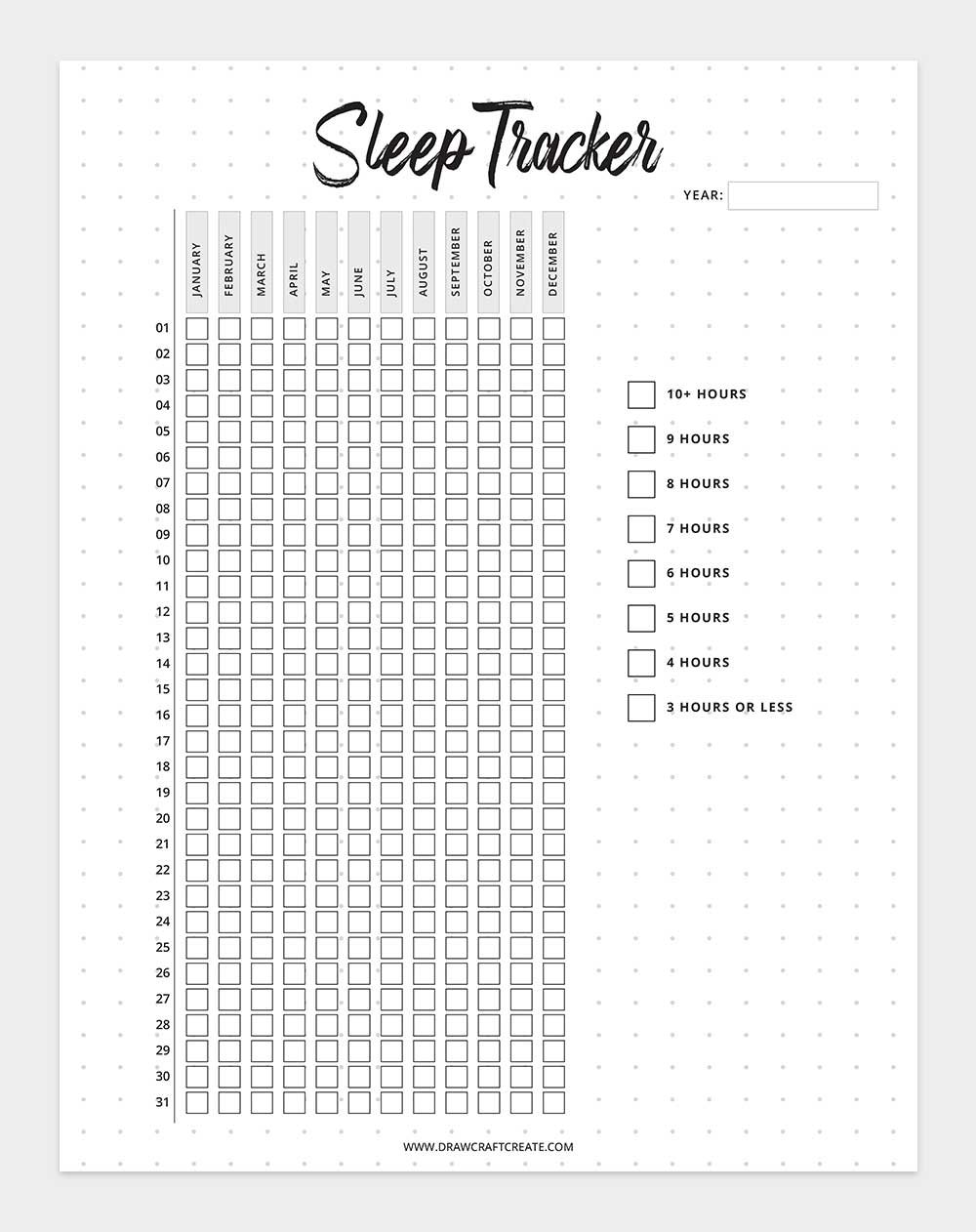 printable sleep tracker
