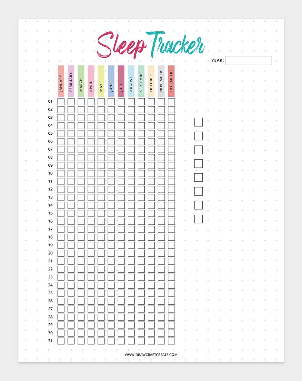 printable sleep tracker
