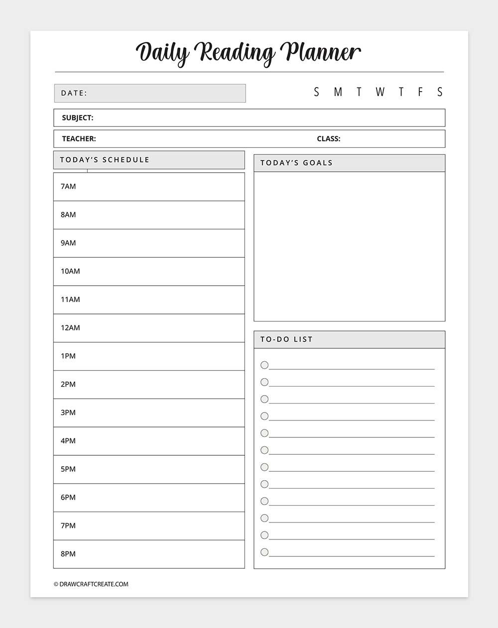 daily reading planner
