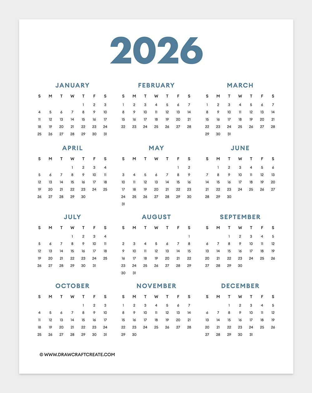 calendar 2026