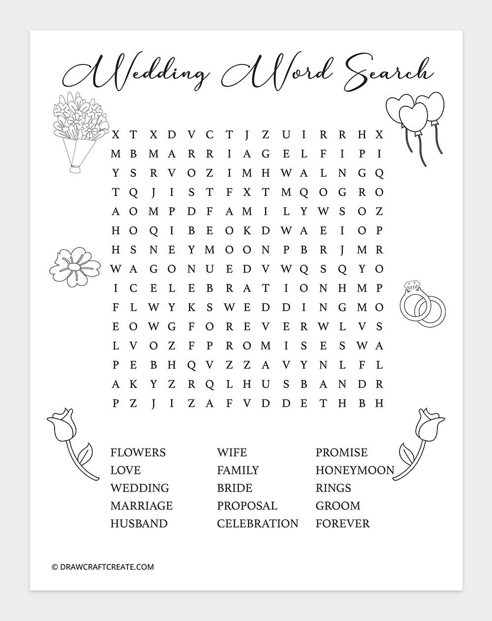 wedding word search