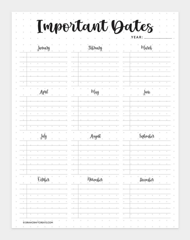 Journal Date Examples Free Printable Bullet Journal Templates (76 Pages) - Draw Craft Create