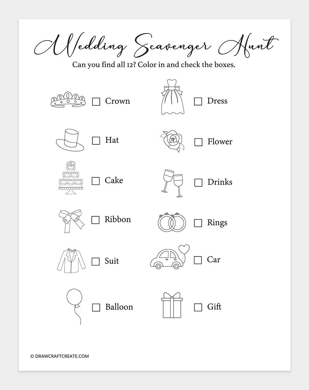 wedding scavenger hunt game