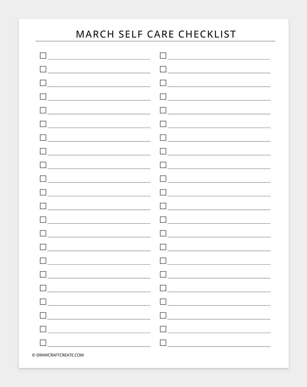 march self care checklist