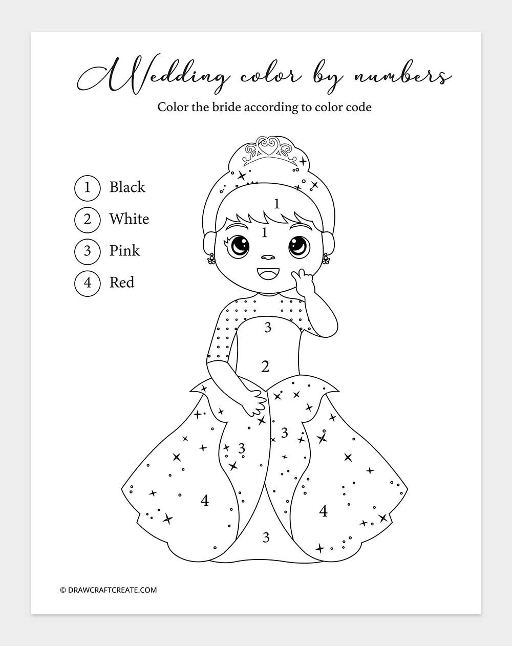 wedding color by numbers