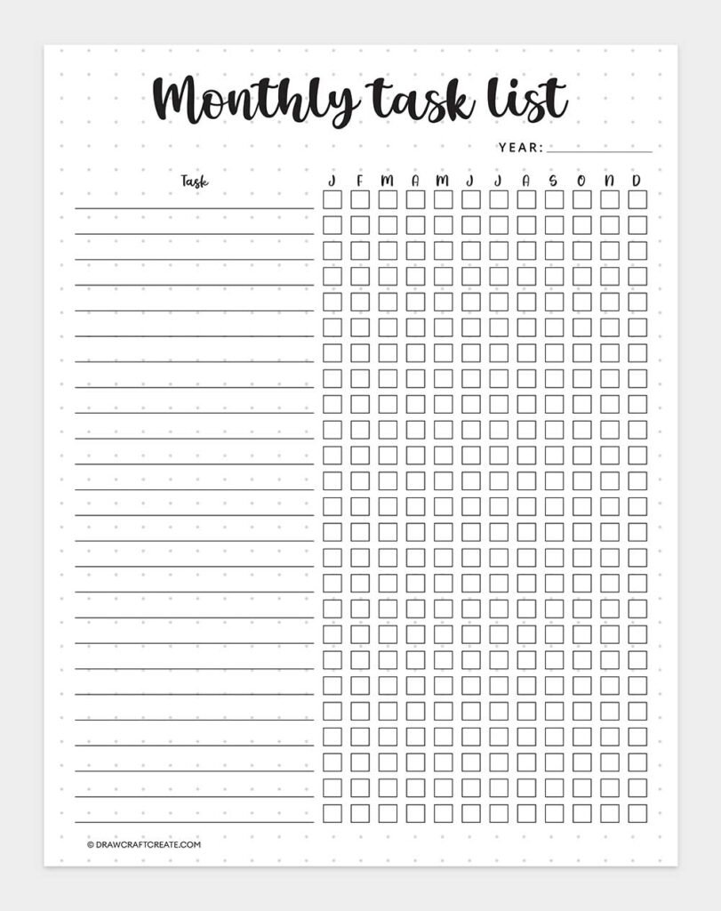 Free Printable Bullet Journal Templates (76 Pages) - Draw Craft Create
