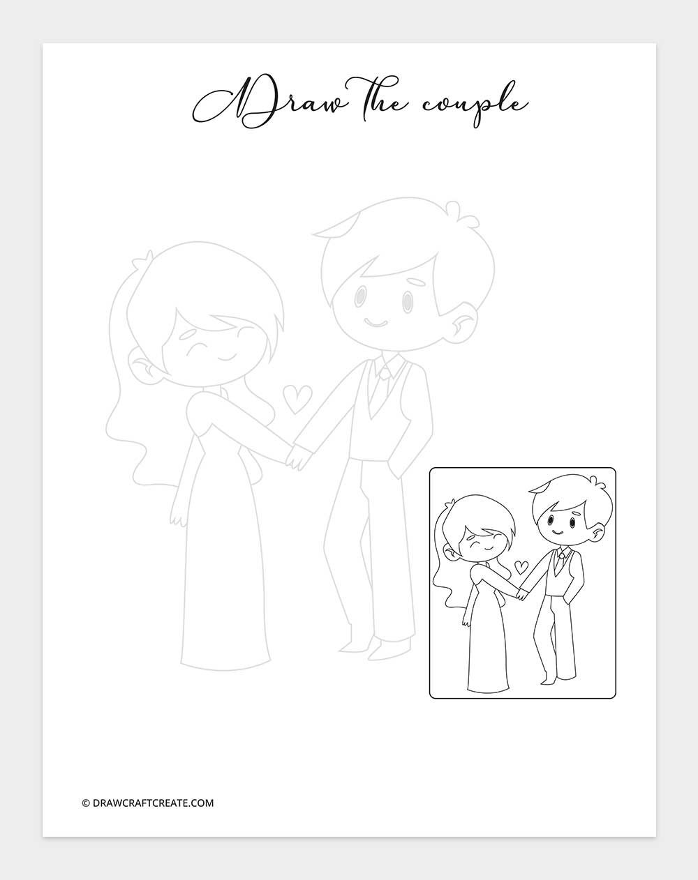 wedding draw the couple