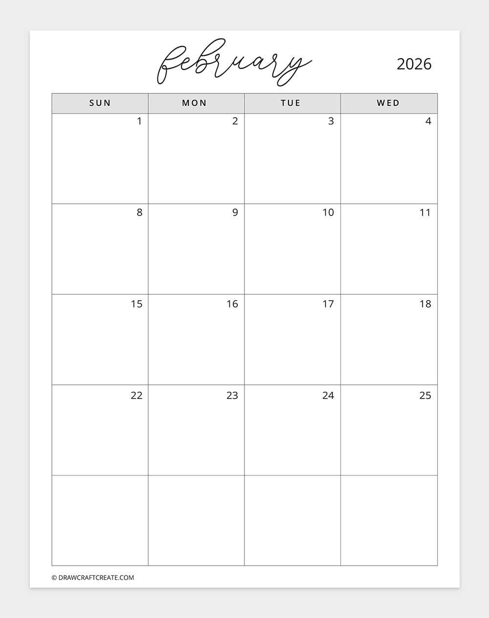 february 2026 calendar big box