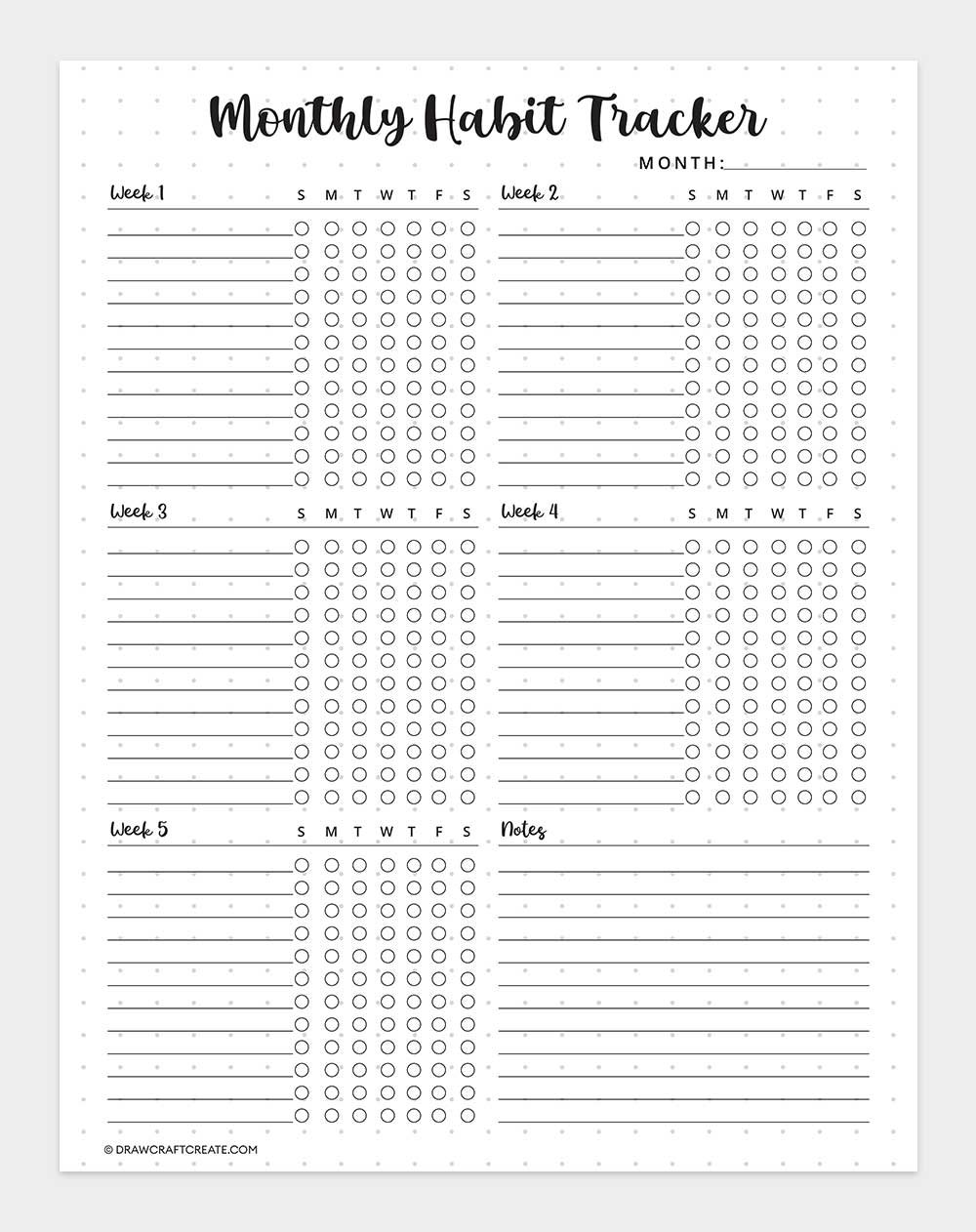 monthly habit tracker
