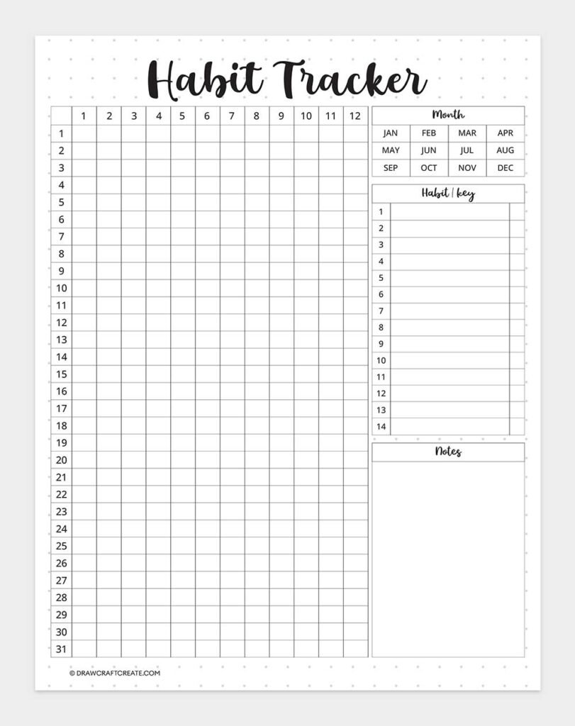 Free Printable Bullet Journal Templates (76 Pages) - Draw Craft Create