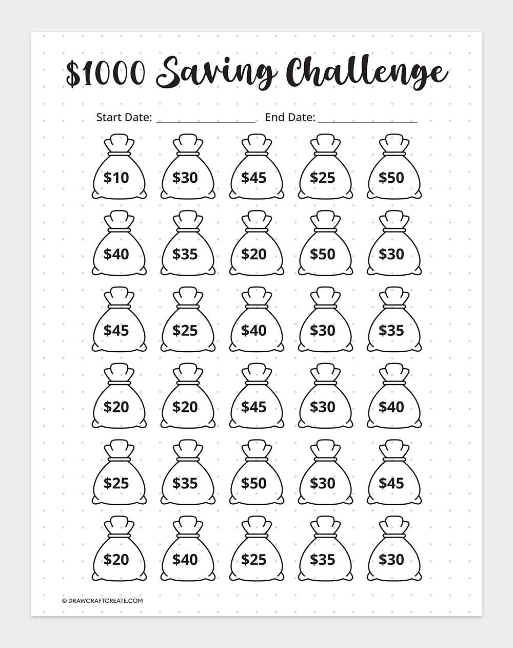 $1000 saving challenge