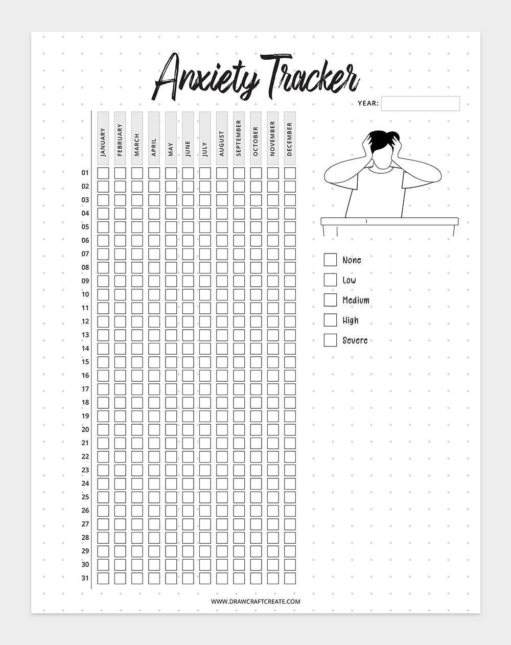 free printable anxiety tracker template