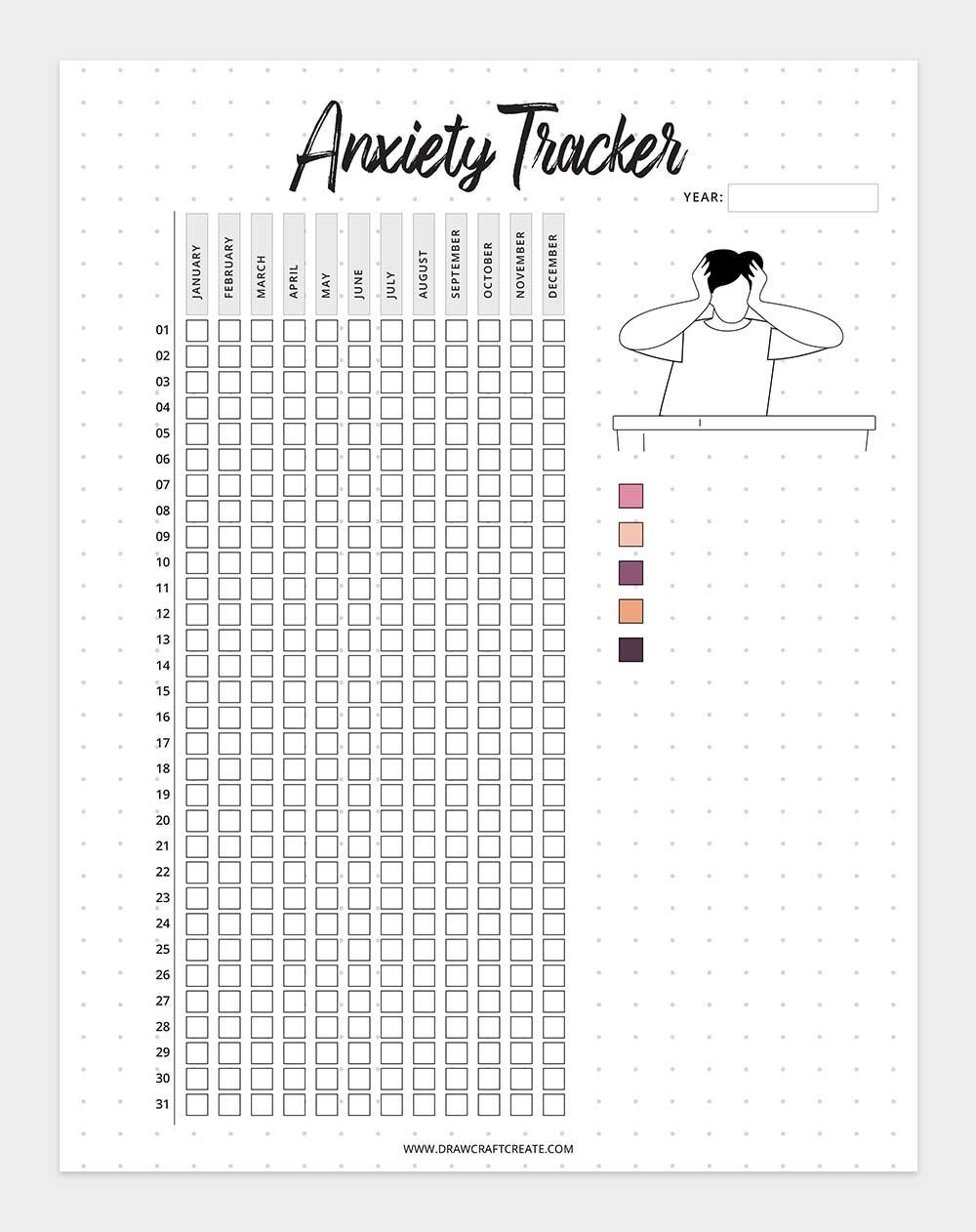 free printable anxiety tracker template