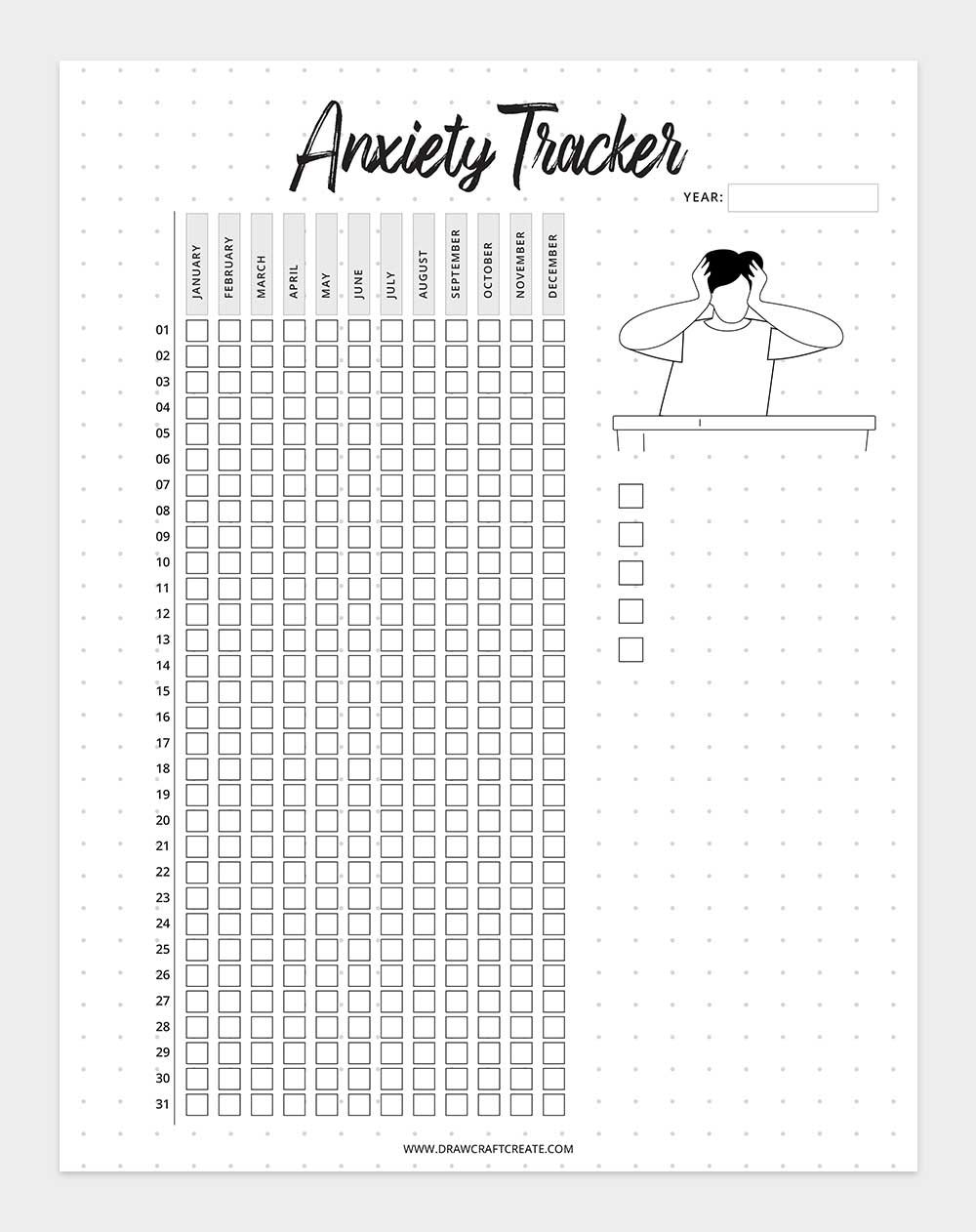 free printable anxiety tracker template