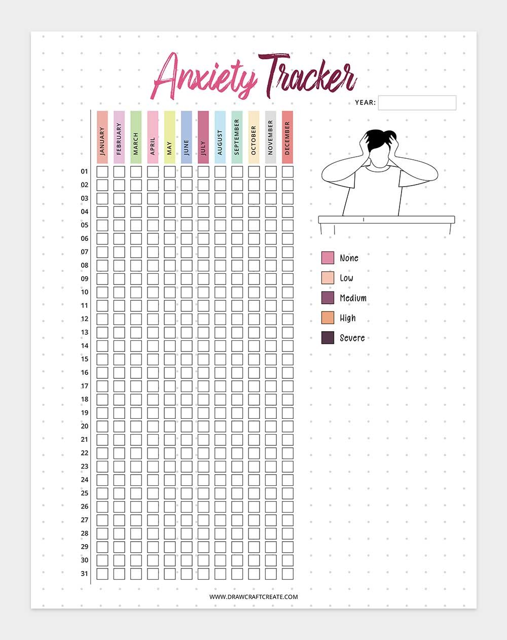 free printable anxiety tracker template