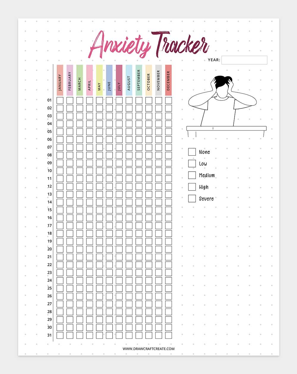 free printable anxiety tracker template