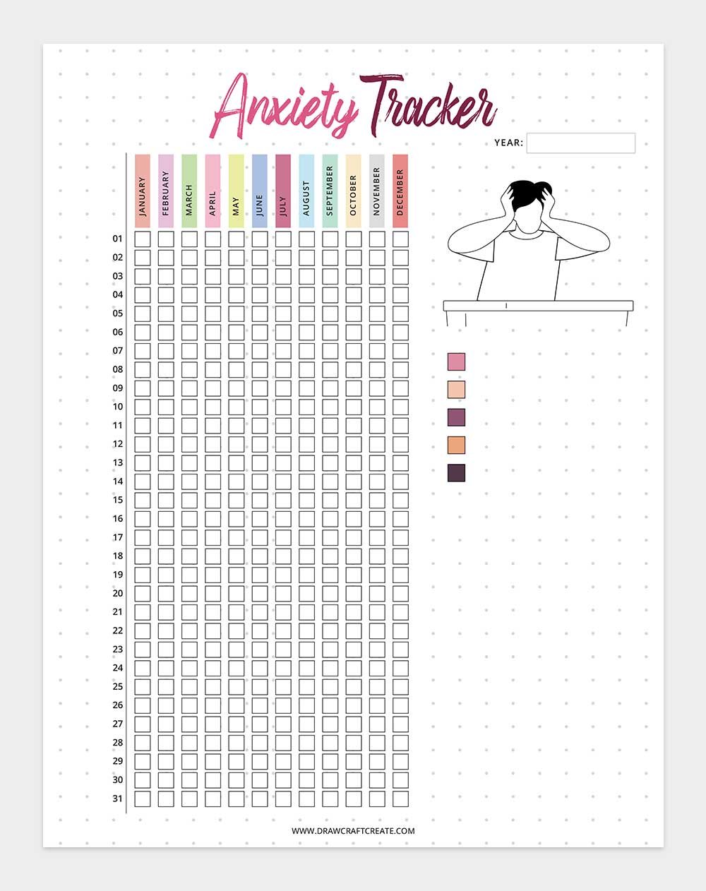 free printable anxiety tracker template