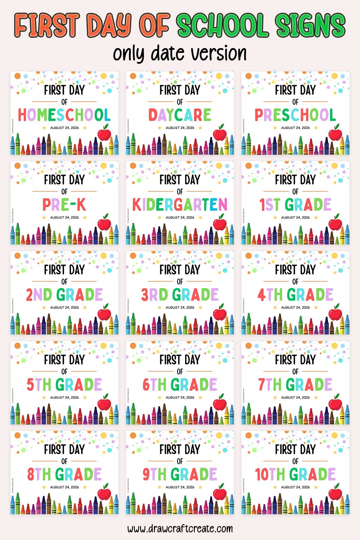 free printable first day of school signs