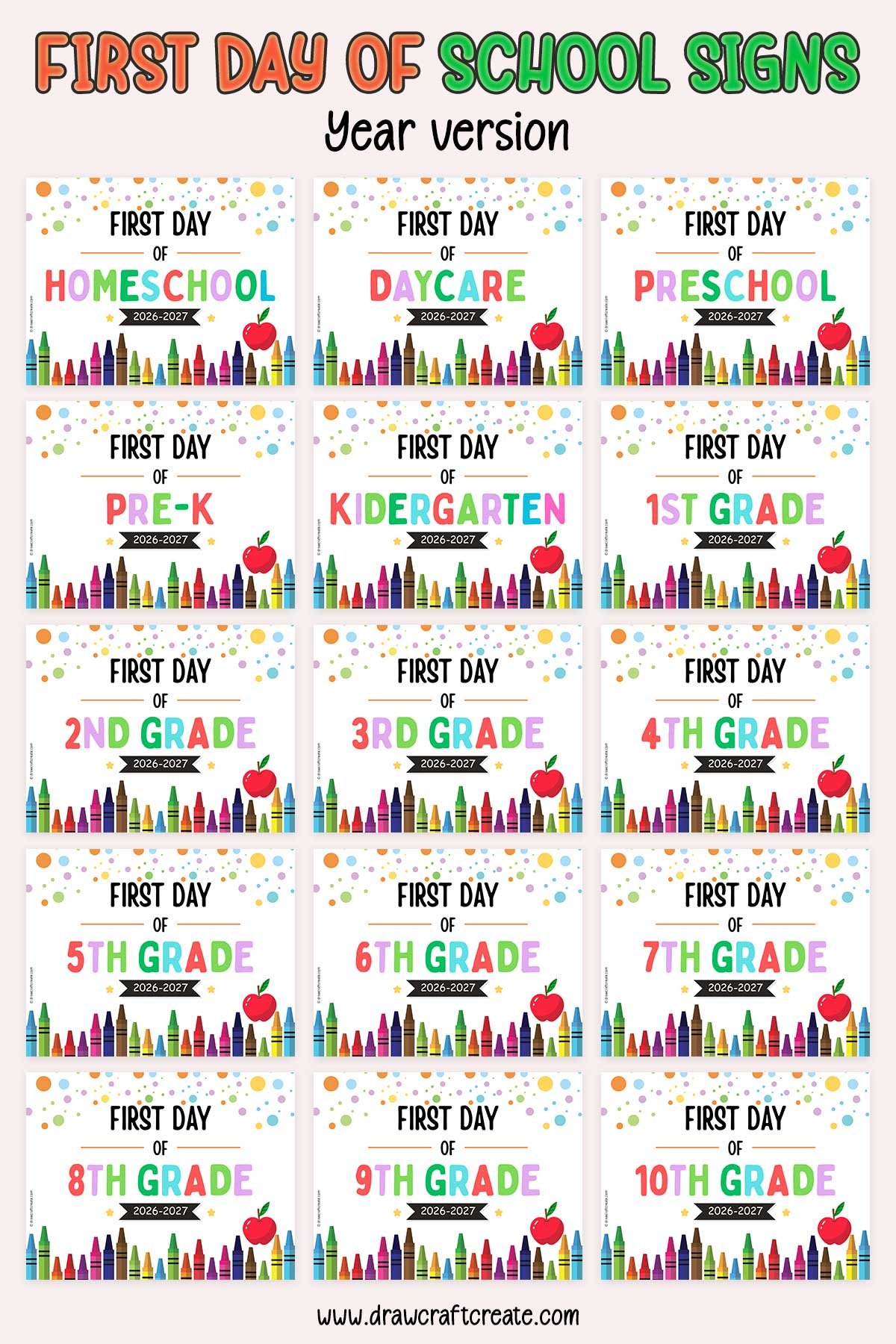 free printable first day of school signs
