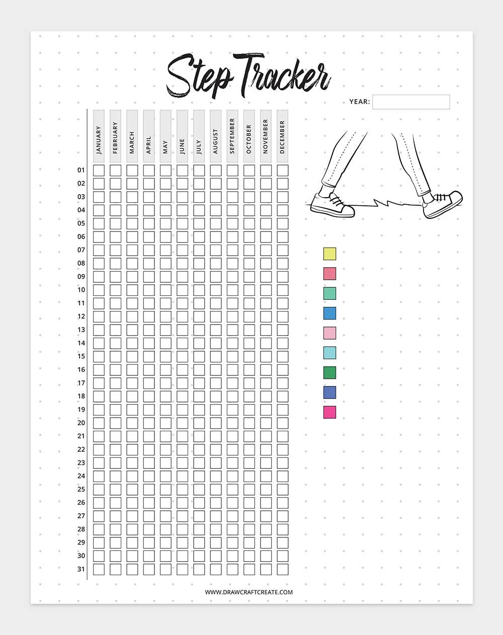 free printable step tracker template