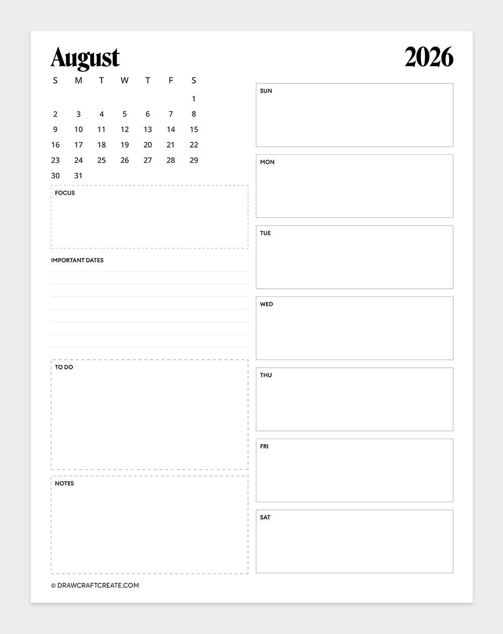 printable august 2026 calendar vertical