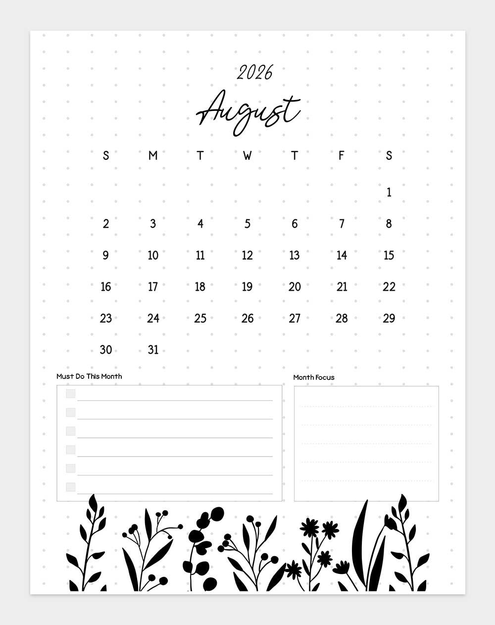 printable august 2026 calendar vertical