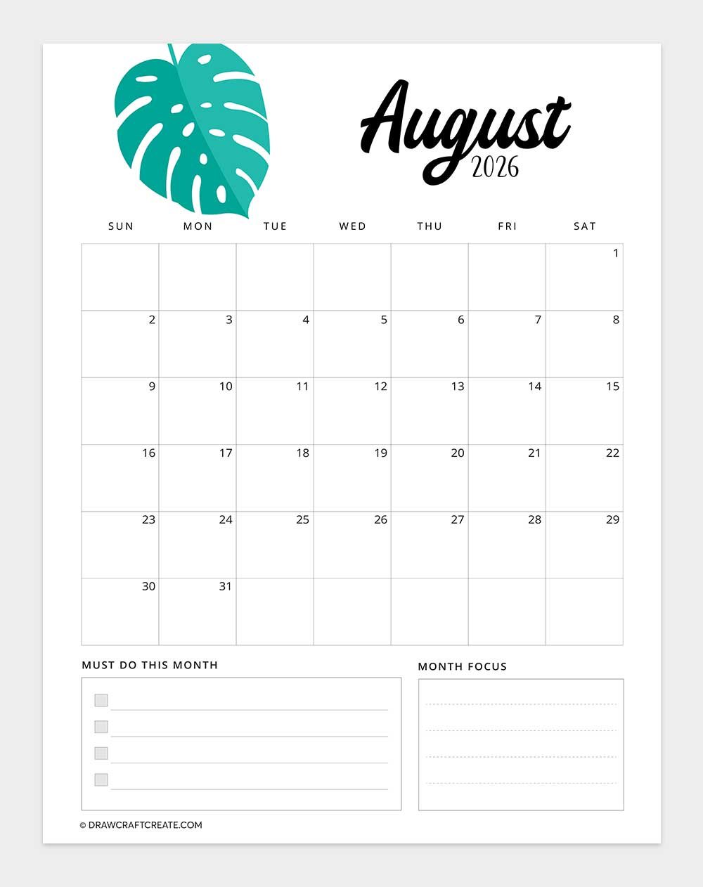 printable august 2026 calendar vertical