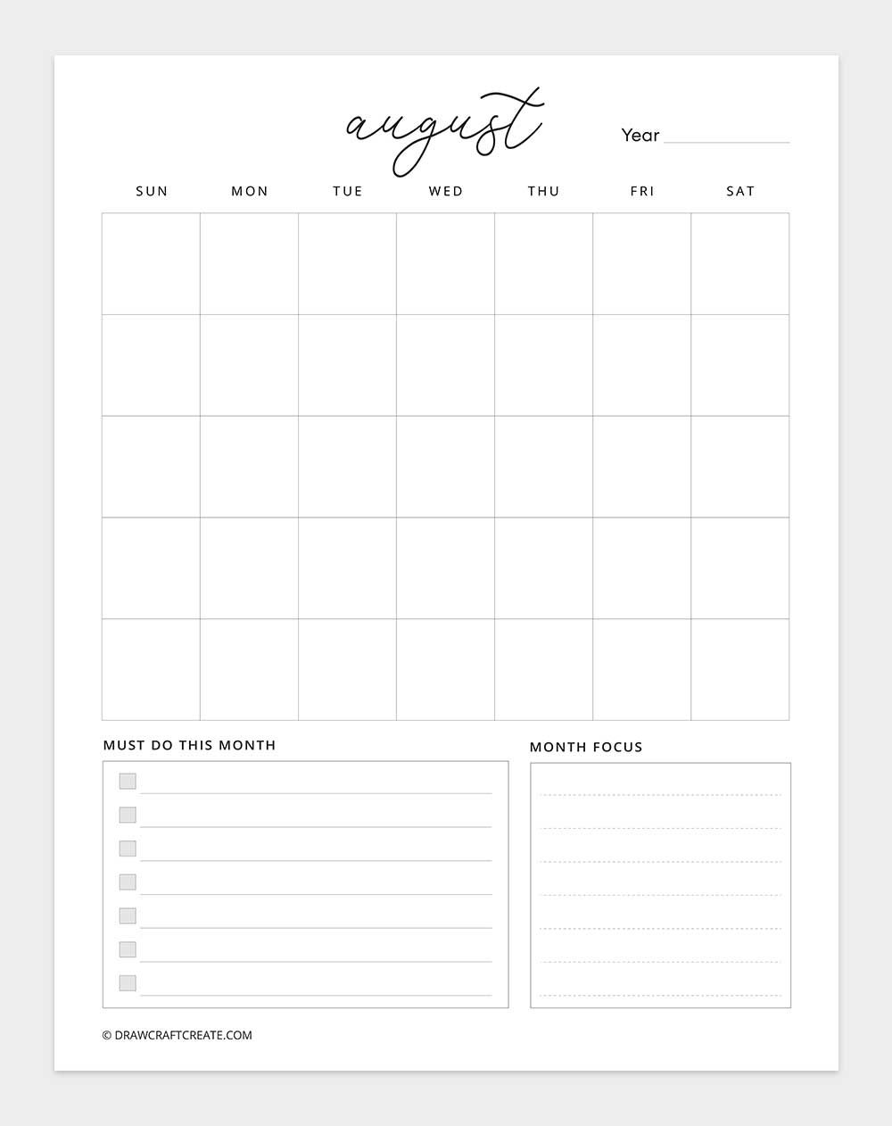 printable august 2026 calendar vertical