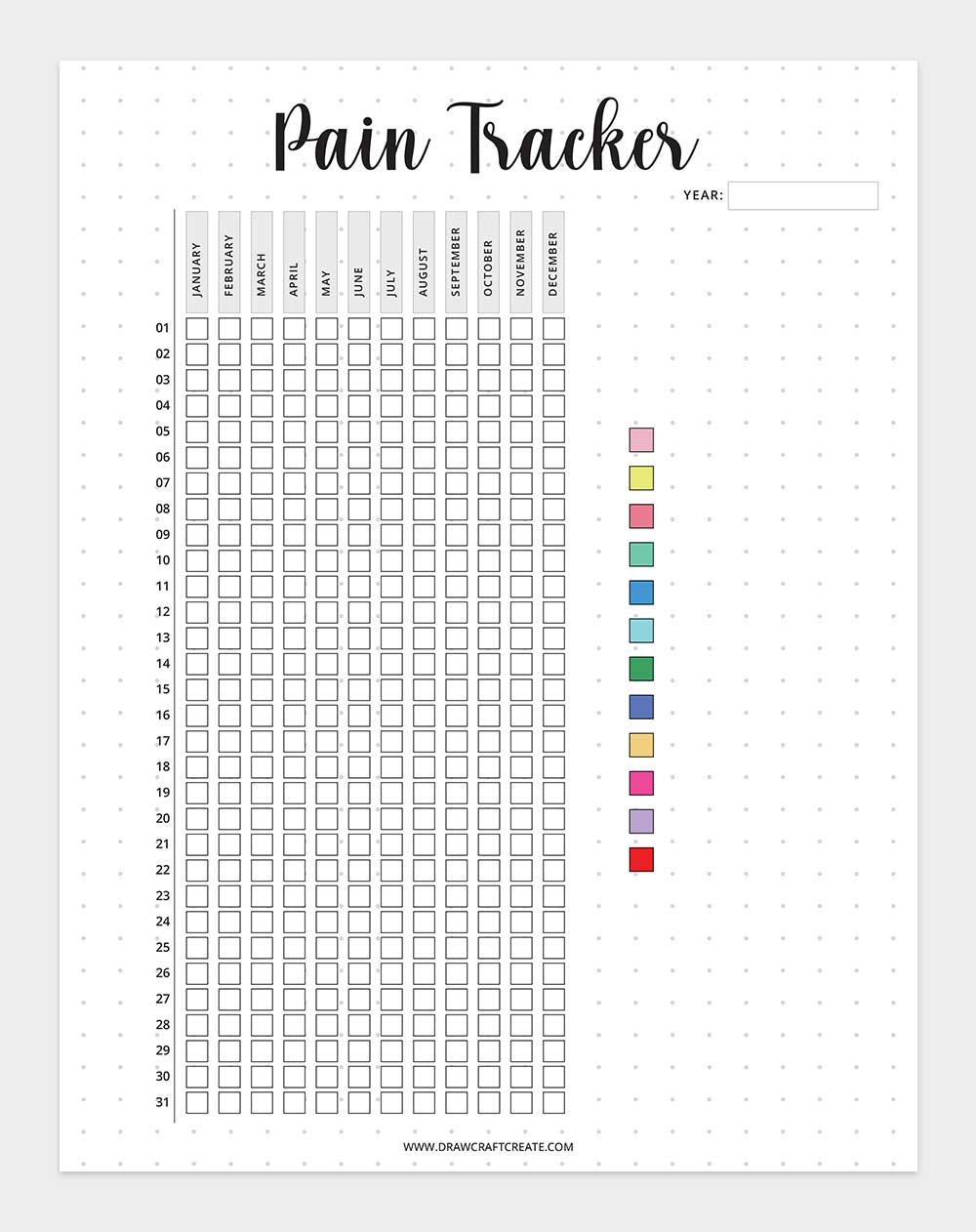 printable pain tracker template