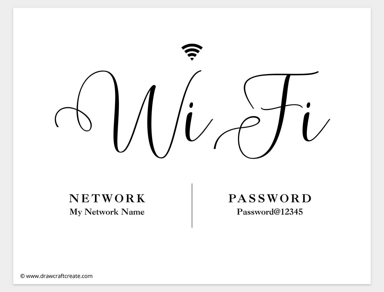printable wifi password signs horizontal