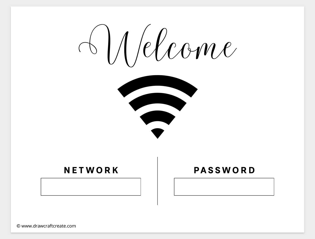 printable wifi password signs horizontal