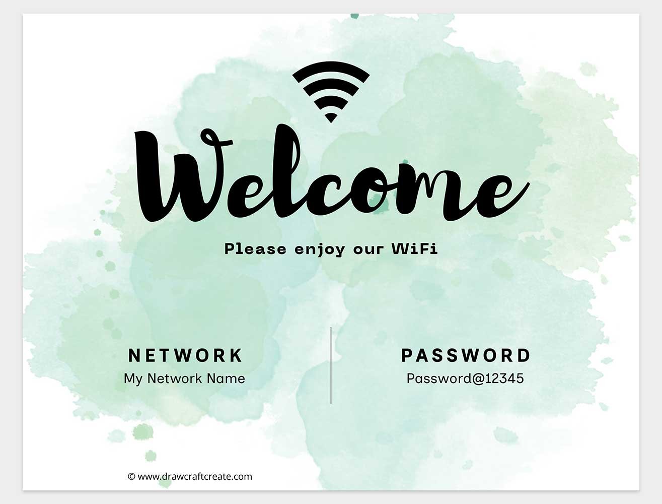 printable wifi password signs horizontal