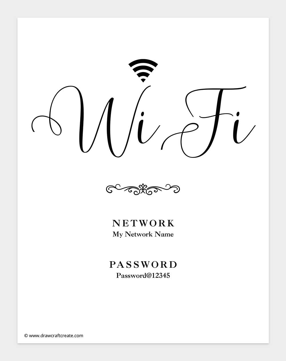 printable wifi password signs